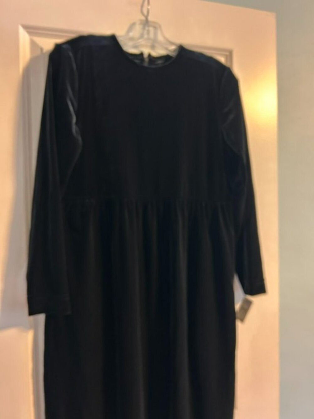 NWT Talbots Black Velvet Midi Dress, Size S Petite